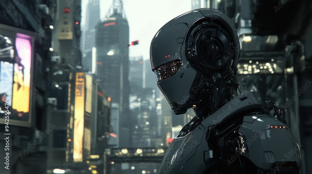 Futuristic Cityscape with Robot Futuristic Cityscape with Robot