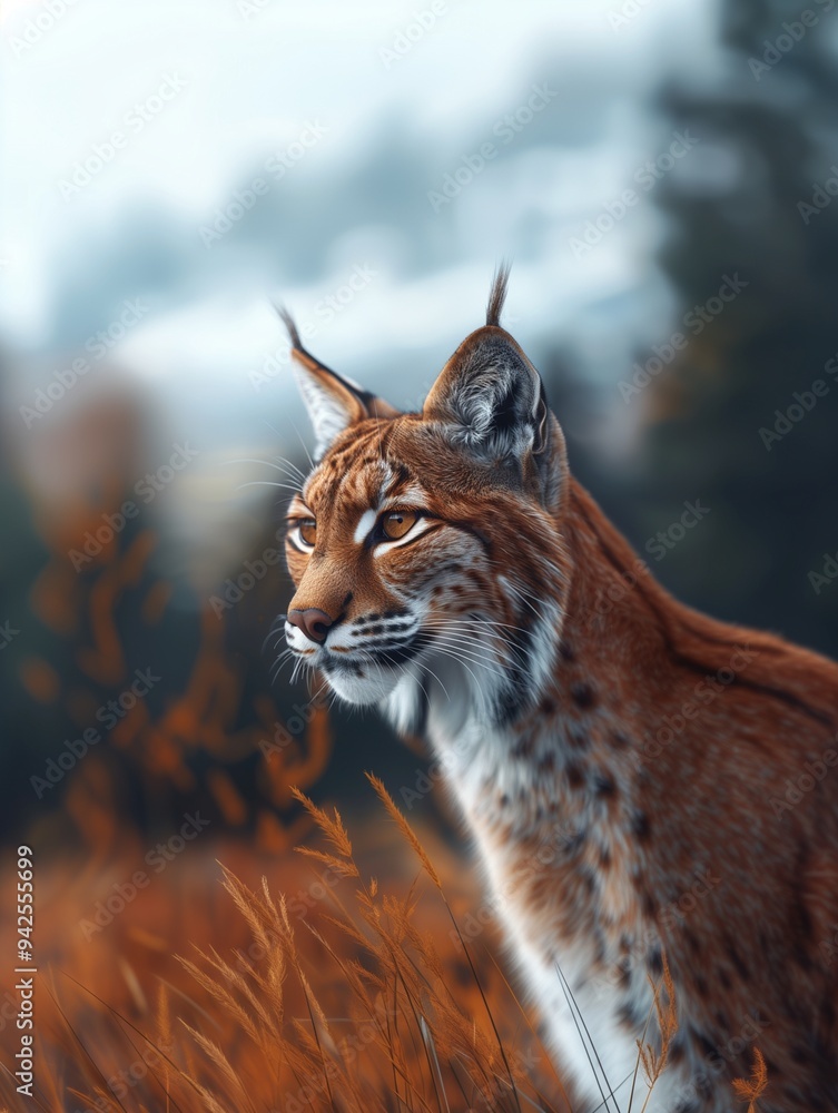 Fototapeta premium Puma, Cougar, Mountain Lion Close Up Portrait in Autumn Wildlife