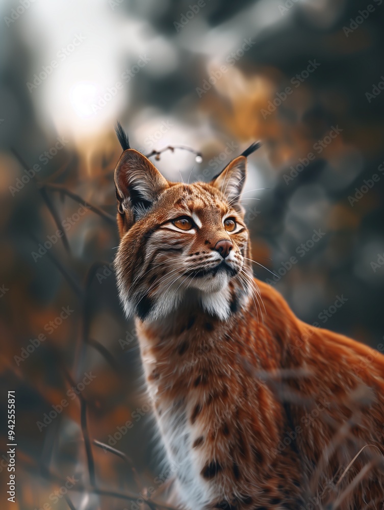 Fototapeta premium Asian Golden Cat, Catopuma Temminckii, Endangered Wild Cat in the Jungle