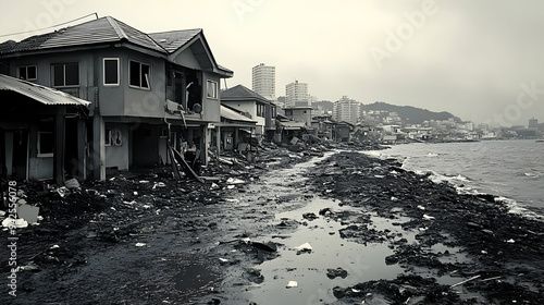 Debris litters the street i...