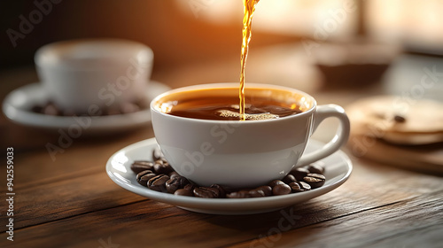 Freshly brewed coffee being...