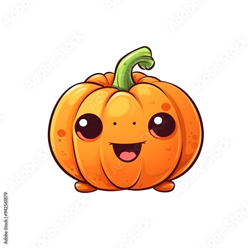 Wallpaper Mural halloween cute cartoon pumpkin character smile isolated on white background generative AI. Torontodigital.ca