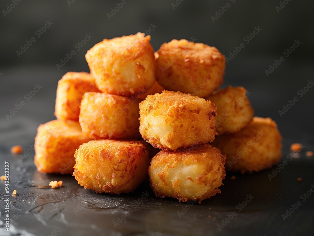 Traditional Spanish Croquetas Close up on Black Background Traditional Spanish Croquetas Close up on Black Background