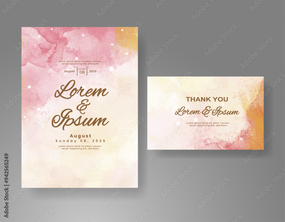 Wedding invitation with Abstract splashed watercolor background Wedding invitation with Abstract splashed watercolor background