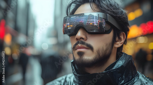 Man wearing futuristic glas...