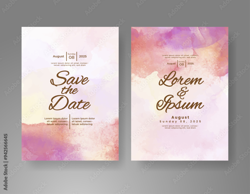 Wedding invitation with Abstract splashed watercolor background Wedding invitation with Abstract splashed watercolor background