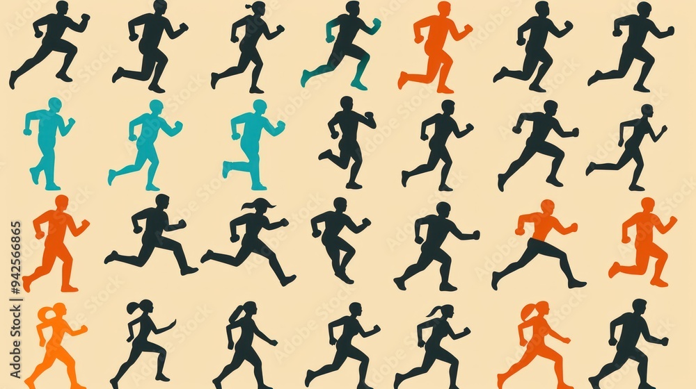 Running Silhouettes for Fitness, Sport and Lifestyle Designs. Running Silhouettes for Fitness, Sport and Lifestyle Designs.