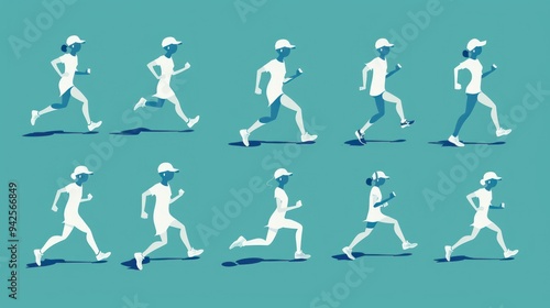 Wallpaper Mural Woman Runner in Different Stages of Running. Torontodigital.ca