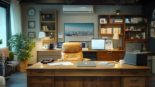 Modern home office with a l...