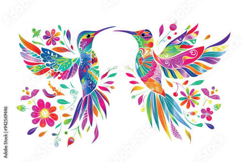 Colorful birds floral design