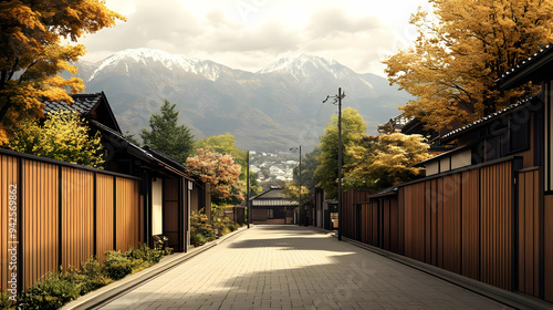 Narrow street with wooden f...