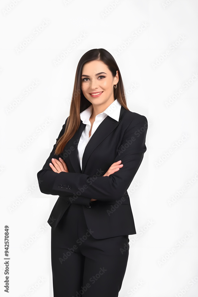 A professional woman smiling, wearing a black suit jacket over a white shirt. She has long hair and is posing against a plain white background, conveying confidence and professionalism. A professional woman smiling, wearing a black suit jacket over a white shirt. She has long hair and is posing against a plain white background, conveying confidence and professionalism.
