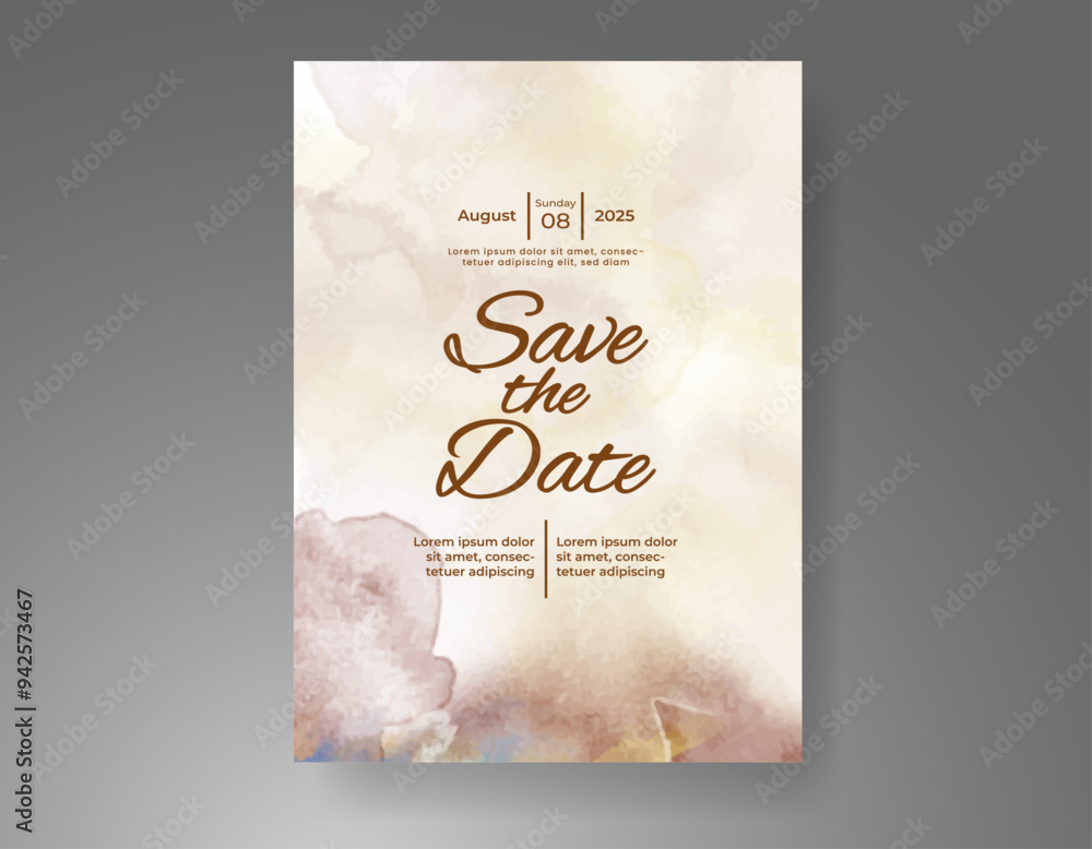 Wedding invitation with Abstract splashed watercolor background Wedding invitation with Abstract splashed watercolor background