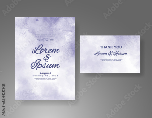 Wedding invitation with Abstract splashed watercolor background