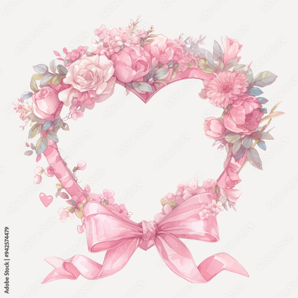 Floral heart frame ribbon Floral heart frame ribbon