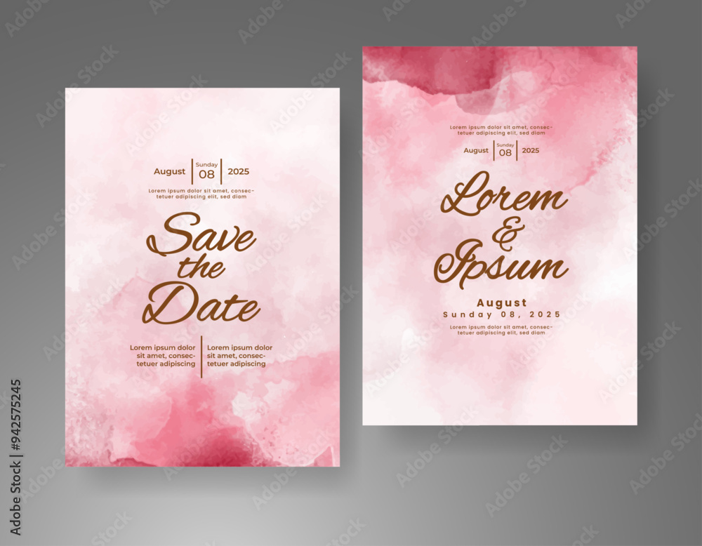 Wedding invitation with Abstract splashed watercolor background Wedding invitation with Abstract splashed watercolor background