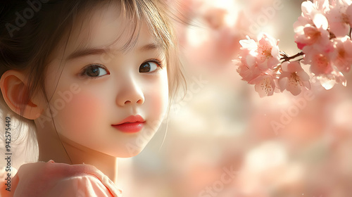 Portrait of a young girl wi...