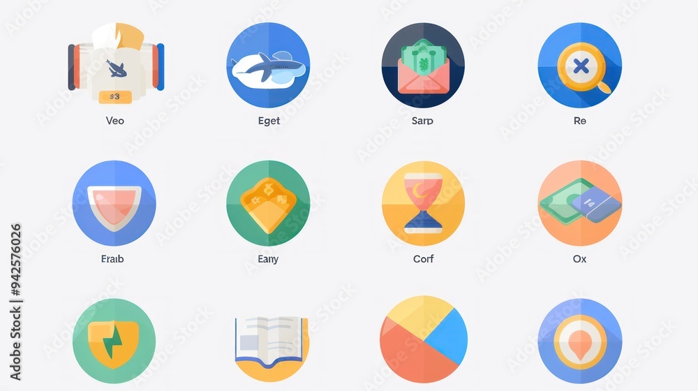 Colorful Flat Design App Icons. Colorful Flat Design App Icons.