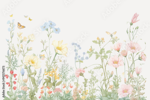 Delicate floral garden illustration