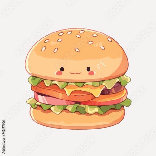Cute cartoon burger illustration