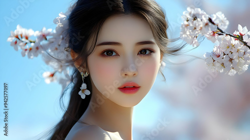 Portrait of a young woman w...