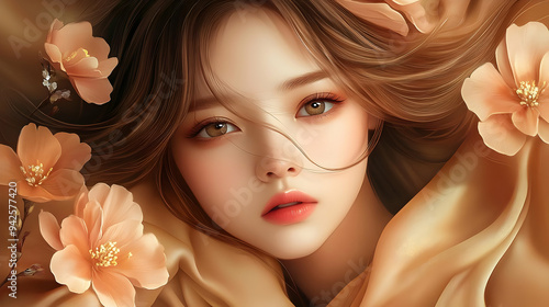 Portrait of a young woman w...
