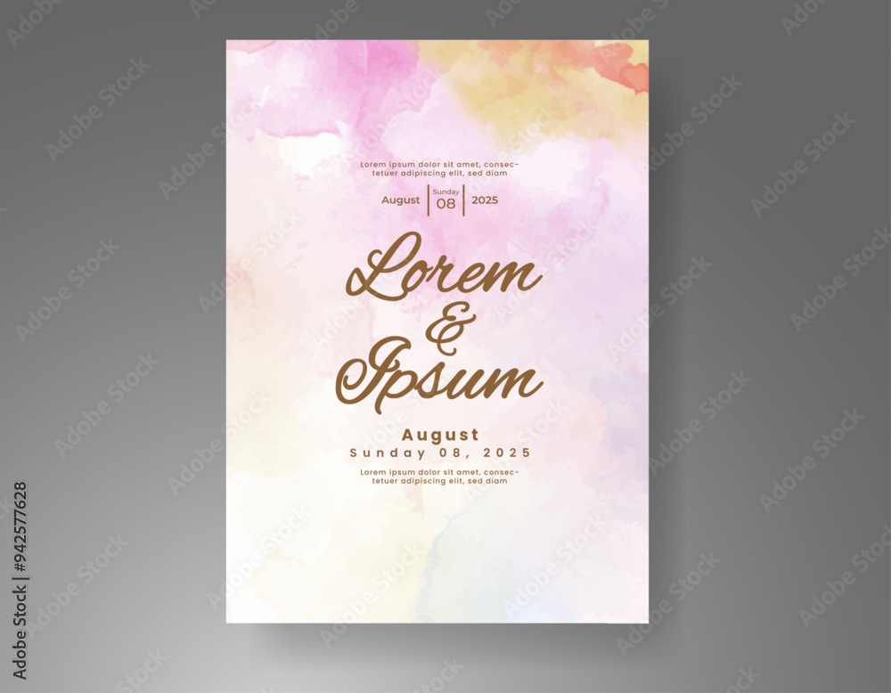 Wedding invitation with Abstract splashed watercolor background Wedding invitation with Abstract splashed watercolor background