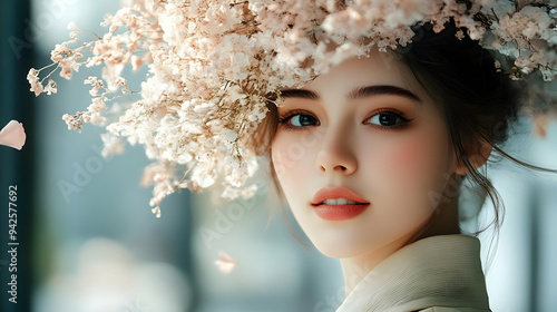 Portrait of a young woman w...