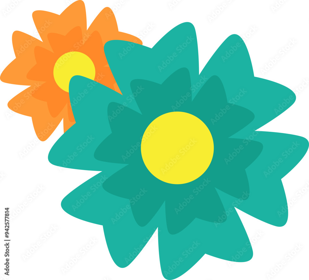 Spring Flower Flat Sticker Design Spring Flower Flat Sticker Design