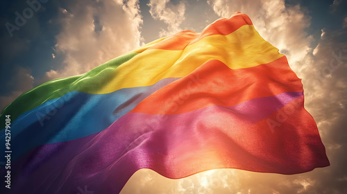 Rainbow Pride Flag Waving i...