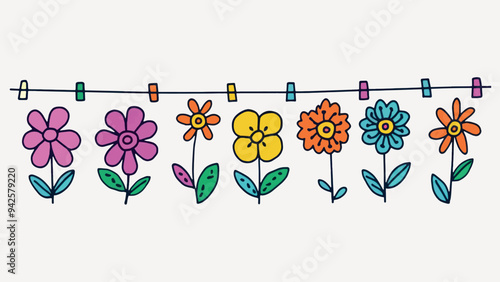 Colorful cartoon flowers hanging