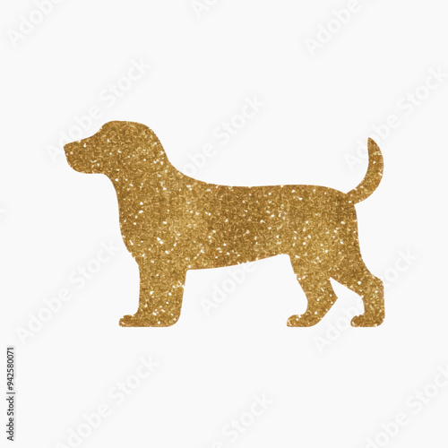 Golden glitter dog silhouette
