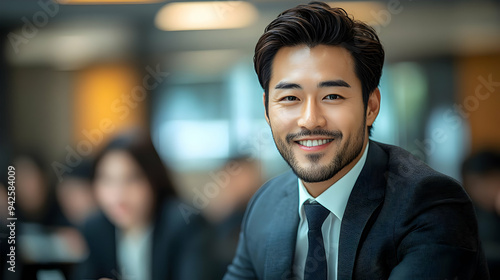 Smiling businessman in suit...