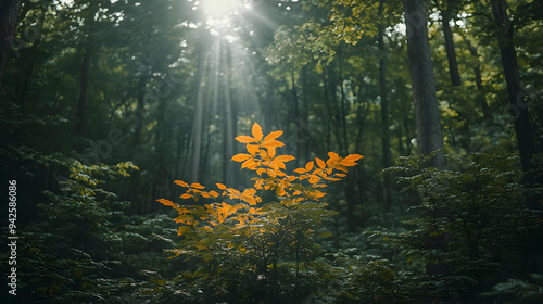 Sun rays illuminate a small...