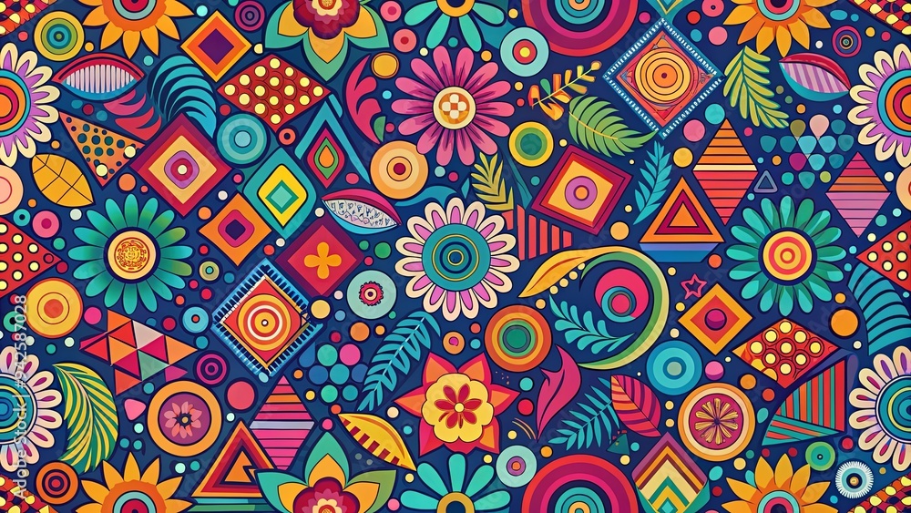 Colorful abstract pattern with vibrant hues and playful shapes Colorful abstract pattern with vibrant hues and playful shapes