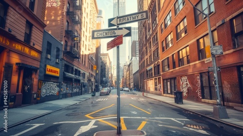 Empty Street in Downtown New York City.