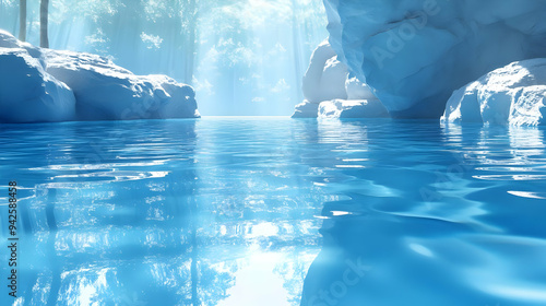 Tranquil blue water in a ca...