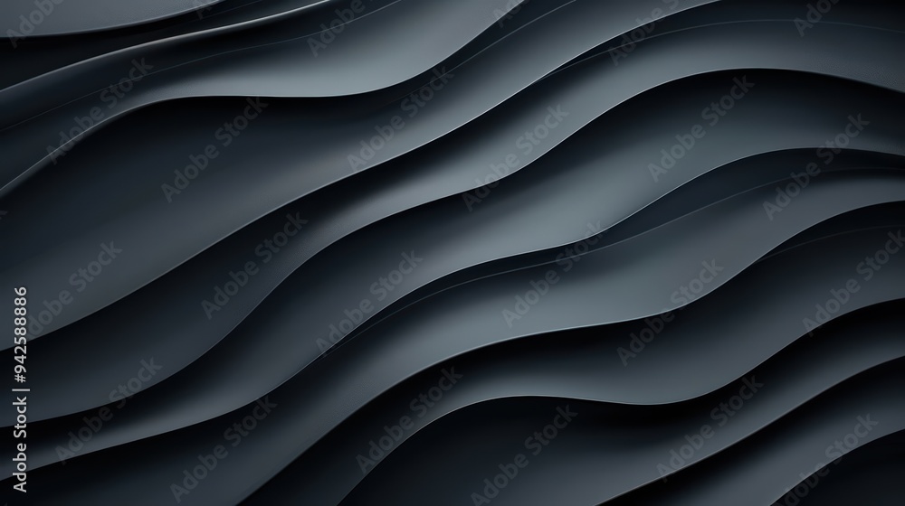 Abstract Dark Wavy Pattern Background with Smooth Curves and Shadows in Monochrome Tones Abstract Dark Wavy Pattern Background with Smooth Curves and Shadows in Monochrome Tones