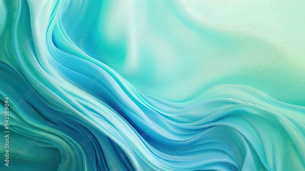 Abstract Flowing Blue and Green Fabric Waves - Soft and Smooth Textured Background Abstract Flowing Blue and Green Fabric Waves - Soft and Smooth Textured Background