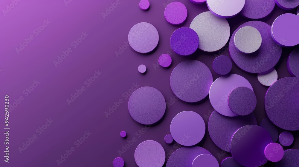 Abstract Purple Circles Background with Gradient and 3D Geometric Shapes in Various Sizes Abstract Purple Circles Background with Gradient and 3D Geometric Shapes in Various Sizes