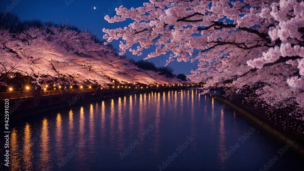夜桜並木 Images – Browse 14 Stock Photos, Vectors, and Video