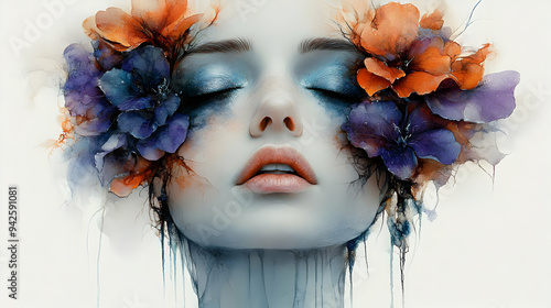 Watercolor painting of a wo...