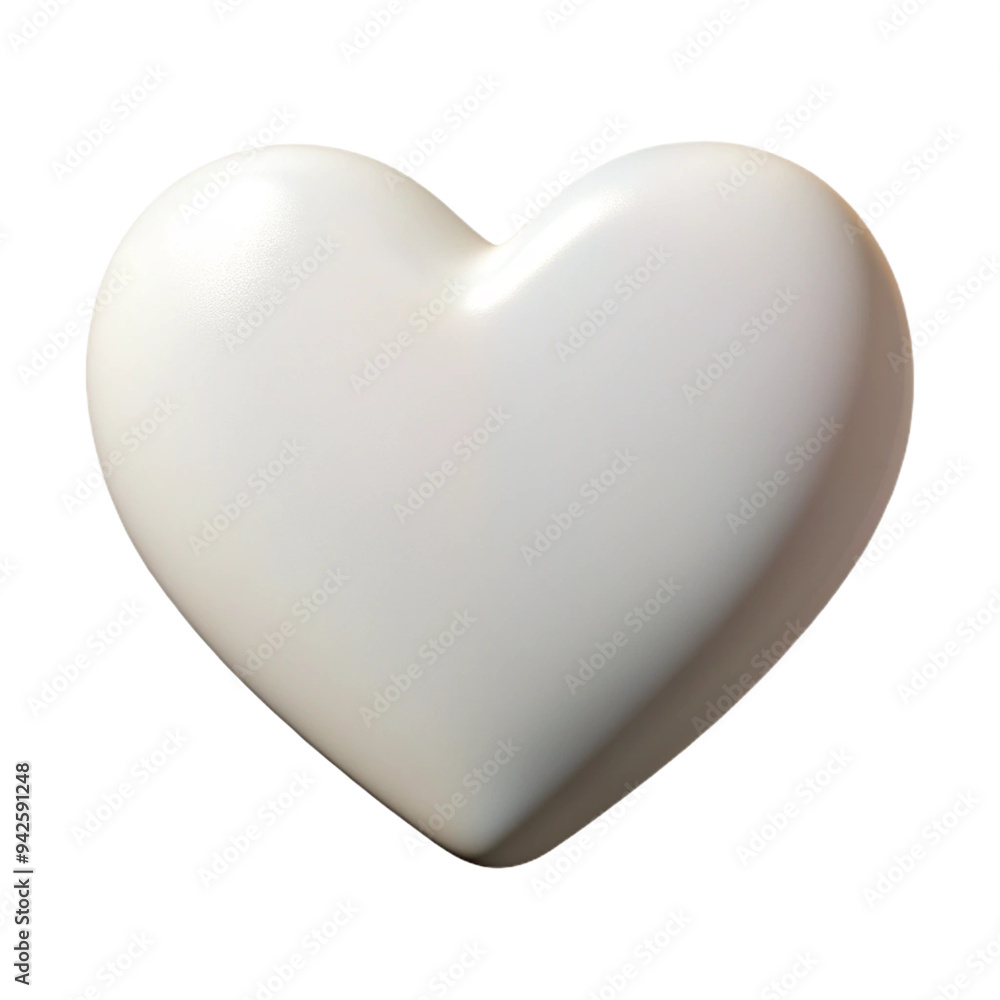 White Heart 3d cartoon style illustration White Heart 3d cartoon style illustration