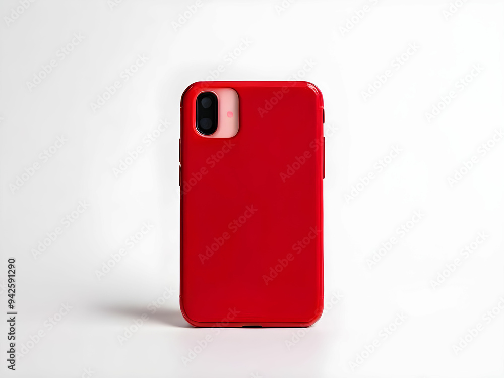 a red cell phone case in a minimal white studio generative ai a red cell phone case in a minimal white studio generative ai