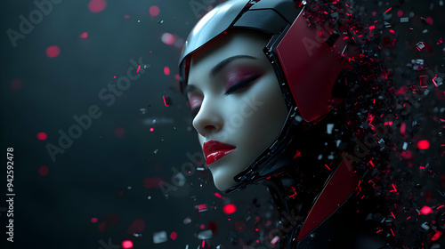 Woman in a futuristic helme...