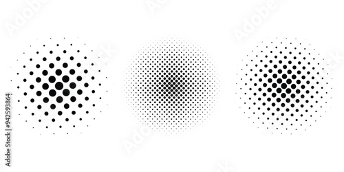 Basic halftone dots effect in black and white color. Halftone effect. Dot halftone. Black white halftone. EPS 10