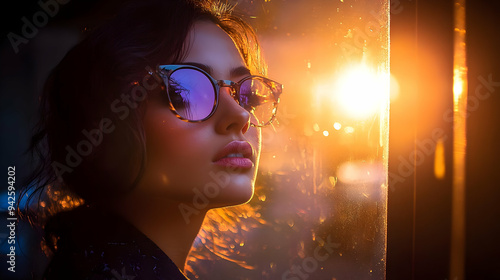 Woman in sunglasses looking...