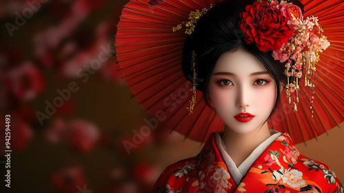 Woman in traditional Japane...