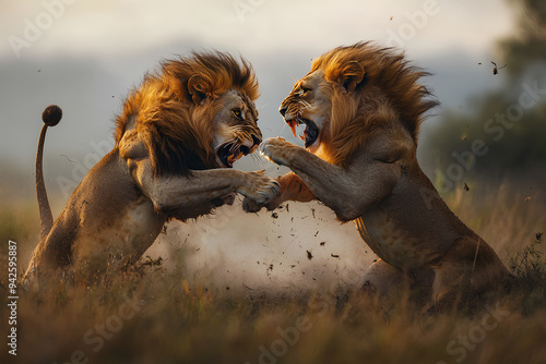 lions fighting photo