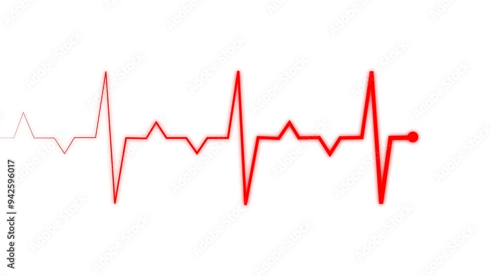 Abstract heart rate monitor, ECG graph, patient pulse , cardiogram, red color right direction 4k illustration on white background. Abstract heart rate monitor, ECG graph, patient pulse , cardiogram, red color right direction 4k illustration on white background.